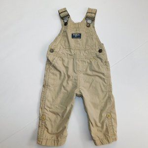 Oshkosh B'gosh Baby Boys 6-9 Months Tan  Stripe Lined Overalls with Roll Up Cuff